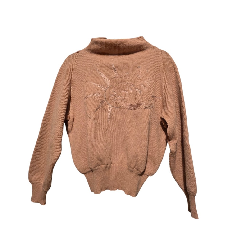 Vtg Dino Valiano Crop Sweater Womens SM‎ D/34 Celestial Embroidery Germany Wool